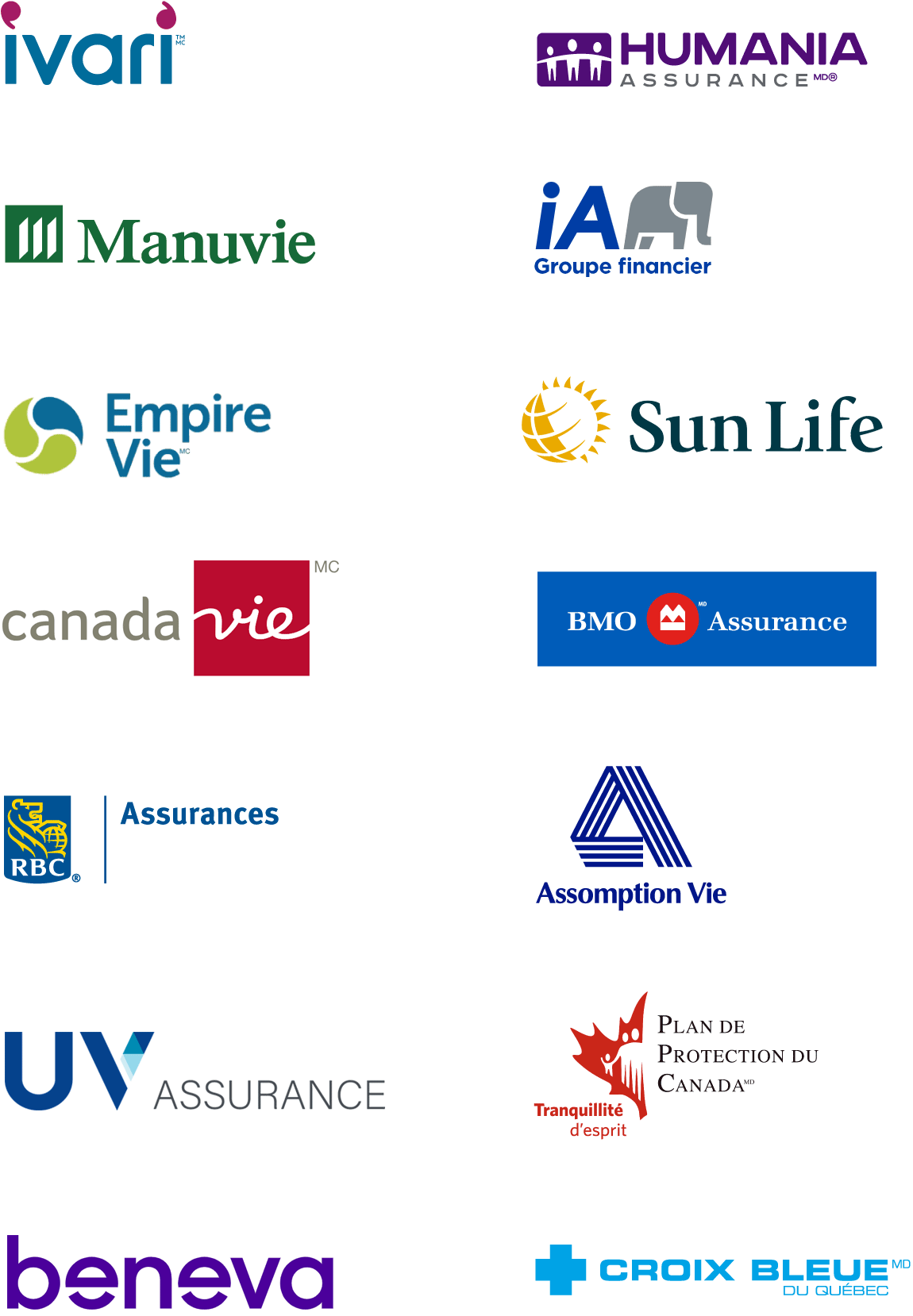 Logos des fournisseurs